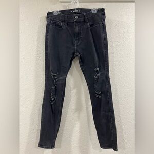 🛍️🛍️ HOLLISTER Black Super Skinny Stretch Distressed Jeans EUC